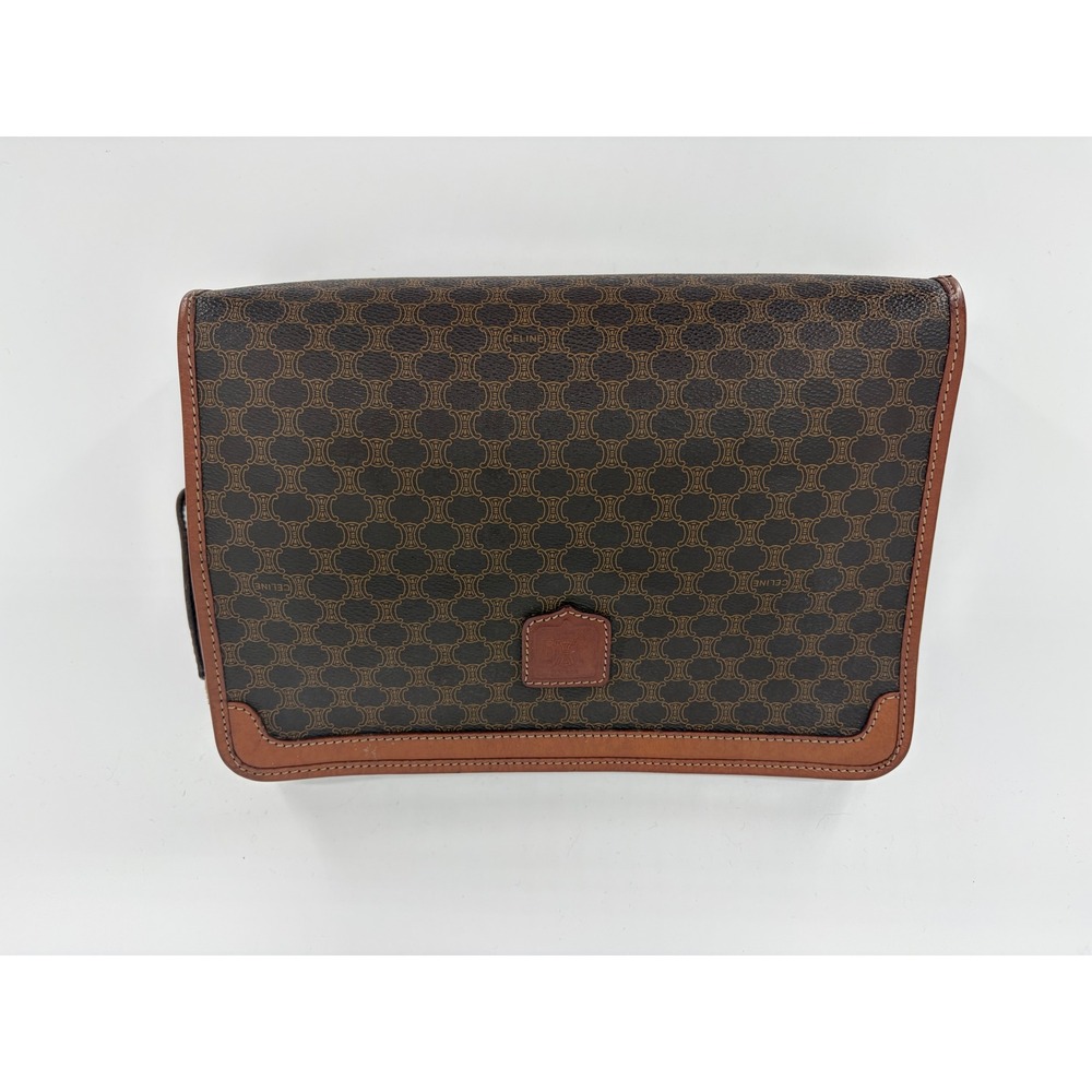 Authentic Vintage Celine Macadam Monogram Zip Portfolio‎ Clutch Bag Italy